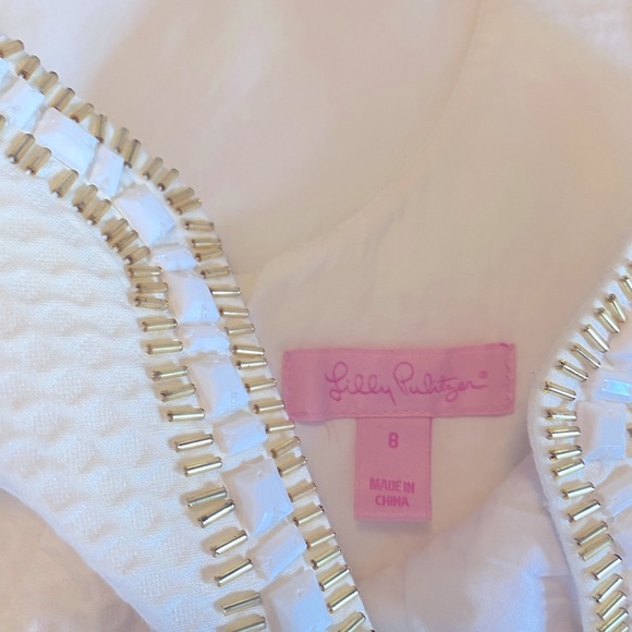 Lilly Pulitzer white beaded shift- size 8 - Picture 3 of 4